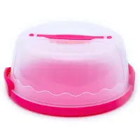 Intirilife transportbox container voor taarten en gebak van kunststof in roze - 29,8 x 28,8 x 13,2 cm