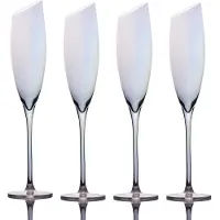 Intirilife 4x champagneglas met moderne rand en regenboogglans - 150 ml champagne prosecco glas vaatwasmachinebestendig