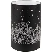 Clayre & Eef Waxinelichthouder met LED Ø 9x16 cm Zwart Glas Zwart