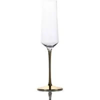 Intirilife champagneglas met goudkleurige steel - 200 ml inhoud - champagne prosecco glas kristalglas schokbestendig