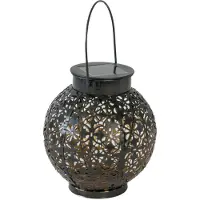 Intirilife zonnelantaarn zonne metalen lamp in zwart - 15.5 x 16.5 cm - buitenverlichting voor het decoreren van balkons