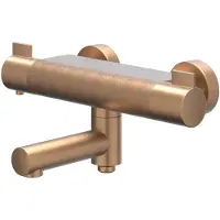 Ivy Aia Pact Badthermostaatkraan opbouw met wegdraaibare baduitloop met omstel cooltouch Geborsteld mat koper PVD
