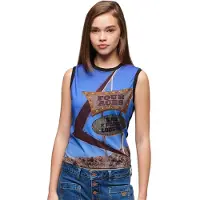 Superdry Dames Tanktop met zwarte subprint (XL), Casual, Katoen, Mouwloos / spaghettibandjes W6011959A
