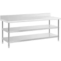 Royal Catering RVS werktafel - ECO - 200 x 70 cm - 235 kg - tussenplank -