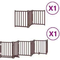 vidaXL Hondenhek inklapbaar 9 panelen 450 cm populierenhout bruin