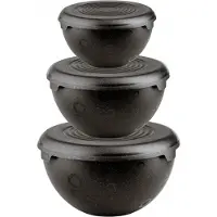Practic - Set van 3 keukenkommen - Kom - kommenset - kunststof - 1,5l ,3l en 6l - zwart