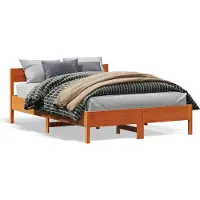 vidaXL Bedframe zonder matras massief grenenhout wasbruin 135x190 cm