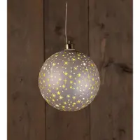 Annas collection B.O.T. Ball Glass Matt Champagne With Stars 15 cm kerstverlichting Anna's Collection