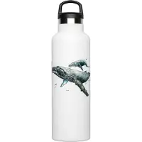 Fish Tank Humpback Whale&diver Bottle 600ml Wit
