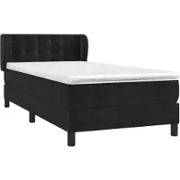 vidaXL Boxspring met matras fluweel zwart 80x200 cm