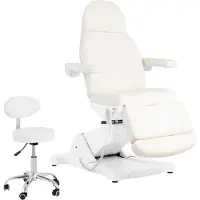 Physa Elektrische cosmetische behandelstoel met rolkruk - 3 motoren - 300 W - 190 x 85 x 60 - 90 cm - 150 kg per stuk - wit