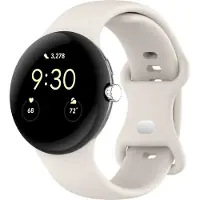 Strap-it Siliconen Classic smartwatch bandje - geschikt voor de grotere Google Pixel Watch 3 - 45mm (zand wit)