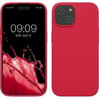 Kwmobile Case voor iPhone 15 - Slank TPU-Hoesje met Zachte Afwerking - In granaatappelrood