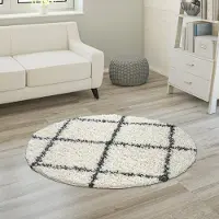Paco Home Hoogpolig tapijt, zachte shaggy voor de woonkamer in Scandinavische stijl met ruitmotief 200 cm Rund