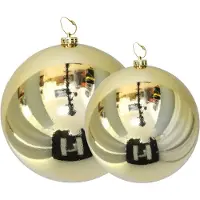 Gerimport Grote decoratie kerstballen - 2x st - goud - D15 en D20 cm - kunststof - kerstversiering