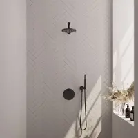 Brauer Thermostatische Inbouwdoucheset Carving Met Ronde Afdekplaat Mat Zwart (Alle Opties)