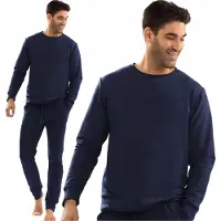 DKaren Heren huispak van zacht katoen | 2-delig Trainingspak gemaakt in Europa | Justin | lange broek lange mouwen | marineblauw M