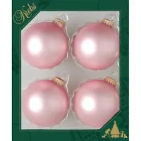 Krebs Kerstballen - 4x st - chic roze - 7 cm - glas - mat - kerstversiering - glazen kerstballen