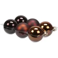 Othmar decorations Kerstballen - 6x st - mahonie bruin - 8 cm - glas - mat/glans - kerstversiering