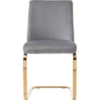 Merax set van 6 fluwelen stoelen - Luxueus design met diamantvormige rugleuning en metalen poten - Perfect voor woonkamer en slaapkamer - Grijs