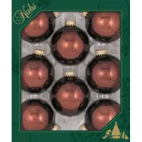 Krebs kerstballen - 8x - bruin kleur - D7 cm - glas - kerstversiering - kerstboomversiering