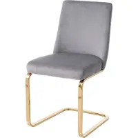 Merax set van 4 luxe fluwelen stoelen - Grijs met diamantvormig rugdesign en gouden metalen poten