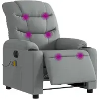 vidaXL Massagestoel elektrisch verstelbaar stof lichtgrijs