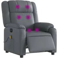 vidaXL Massagestoel verstelbaar elektrisch kunstleer grijs