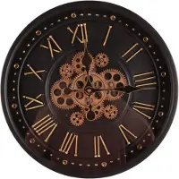 Dutch Style - Klok - Wandklok Buffalo 40 cm - Zwart - Rond - Metaal - 40x40x7 - Iron+glass
