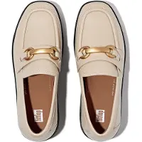 FitFlop Women F-Luma Chunky Snaffle Leather Demi-Wedge Loafers Stone Beige-Schoenmaat 40