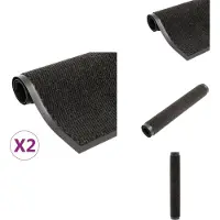 vidaXL Deurmat - Deurmatten - Droogloopmat - Droogloopmatten - Droogloopmatten 2 st rechthoekig getuft 80x120 cm zwart