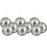 House of Seasons Discobal kerstballen - 9x st- zilver - 8 cm - foam - spiegelbol
