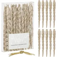 Springos Kersthanger | Kerstboomhanger | Kerstversiering | Ijsspegel | Goud | 10 Stuks | 12 cm