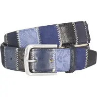 Lindenmann riem blauw met strepen leer