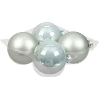 Othmar decorations 4x stuks kerstversiering kerstballen mintgroen (oyster grey) van glas - 10 cm - mat/glans - Kerstboomversiering