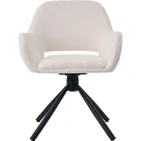 Merax Draaiende Eetkamerstoelen Set van 2 - Moderne Sherpa Stoffen Stoelen met Armleuningen - Wit