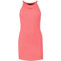 Superdry Dames Roze geborduurde geribde jurk met olympische rug (XL), Casual, Mouwloos / spaghettibandjes, Biologisch katoe W8011595A