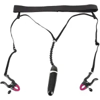 Bad Kitty - Vibrerende tepelklem en slip - zwart - S-L