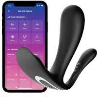Satisfyer Top Secret+ draagbare Bluetooth-vibrator, te bedienen via app, dubbele motor, G-plek en stimulatie, geschikt als seksspeeltje voor koppels en vrouwen, stille en krachtige vibrator, zwart.