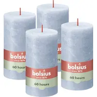 Bolsius - Rustieke Kaars - 4 Stuks - Licht Blauw - Sky Blue - 13cm