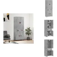 vidaXL Hoge Kast - Hoge Kasten - Hoge Kast Met Lade - Kast - Hoge kast 69,5x34x180 cm bewerkt hout betongrijs