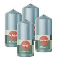 Bolsius - Gladde Stompkaarsen Blauw - 12cm - 4 stuks - Metallic
