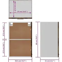 vidaXL Hangkast - Hangkasten - Hangende Kast - Keukenkast - Wandkast Lyon 39,5x31x60 cm bewerkt hout gerookt eikenkleurig