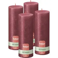 Bolsius - Rustieke kaars Shimmer - 4 Stuks - Metallic - Rood – 19cm - 85 branduren
