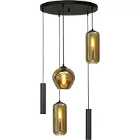 Masterlight Hanglamp Quinto smoke 5lichts op ronde plaat 3x quinto 2x run