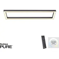 Pure LED-plafondlamp Lines Square, dimbaar, alu / grijs / zink, Woon-/ Eetkamer, metaal, Modern, LED plafondlamp