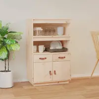 vidaXL Hoge Kast - Hoge Kasten - Houten Hoge Kast - Kast - Hoge kast 67x40x108-5 cm massief grenenhout wit