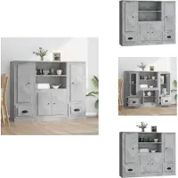vidaXL Hoge Kast - Hoge Kasten - Dressoir - Kast - Hoge kasten 3 st bewerkt hout betongrijs