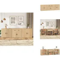 vidaXL Dressoir - Dressoirs - Kast - Wandkast - Dressoirs 3 st bewerkt hout sonoma eiken