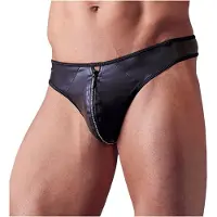 Svenjoyment Underwear - heren string - glanzend met strass en rits - zwart